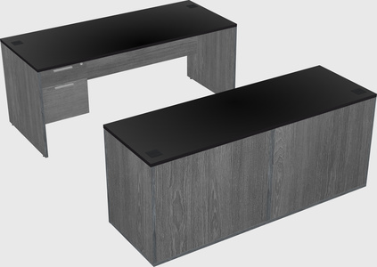 Parallel desk with credenza