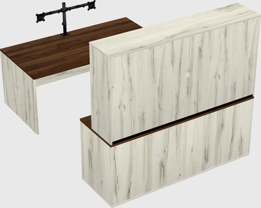 Parallel desk with credenza