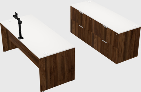 Parallel desk with credenza