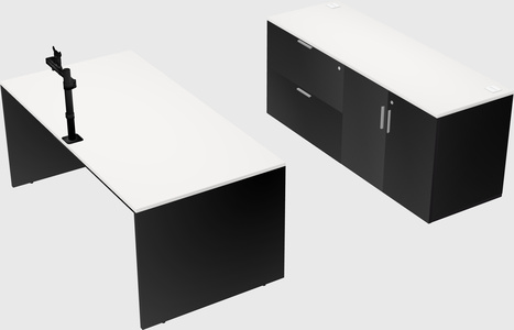 Parallel desk with credenza