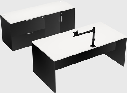 Parallel desk with credenza