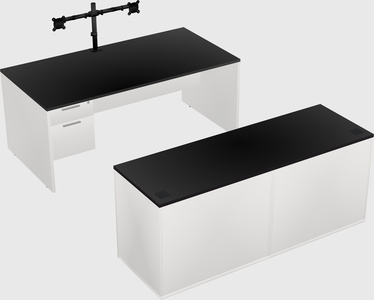 Parallel desk with credenza