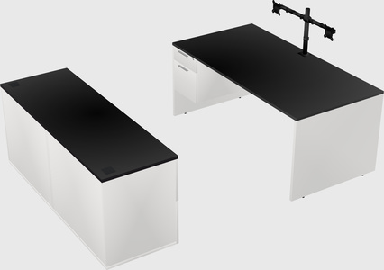 Parallel desk with credenza