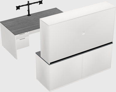 Bureau parallèle avec crédence