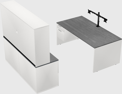 Bureau parallèle avec crédence