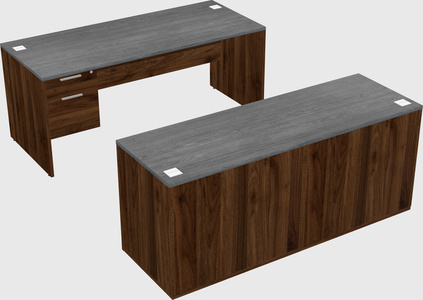 Bureau parallèle avec crédence