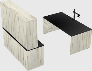 Parallel desk with credenza