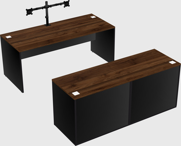 Parallel desk with credenza