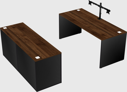 Parallel desk with credenza