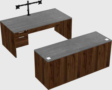 Parallel desk with credenza