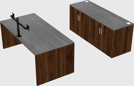 Parallel desk with credenza
