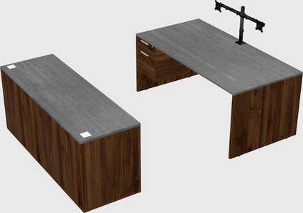 Parallel desk with credenza