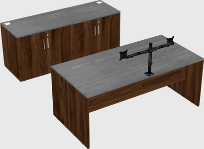 Parallel desk with credenza