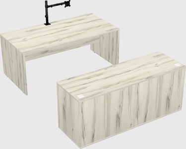 Parallel desk with credenza