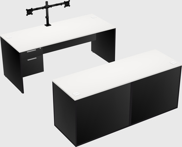 Bureau parallèle avec crédence