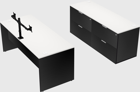 Bureau parallèle avec crédence