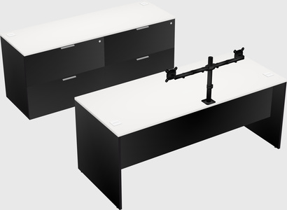 Parallel desk with credenza