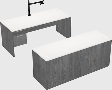 Parallel desk with credenza