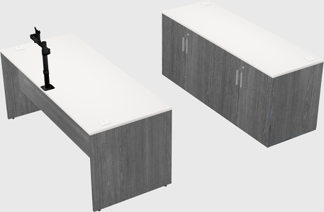 Parallel desk with credenza