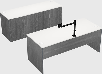 Parallel desk with credenza