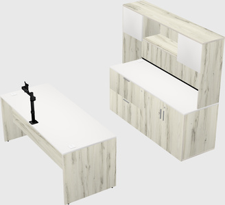 Parallel desk with credenza