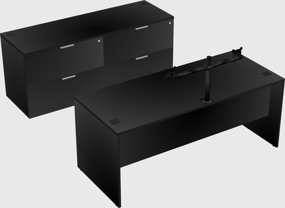 Parallel desk with credenza
