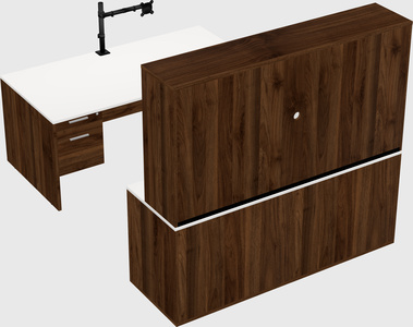 Parallel desk with credenza