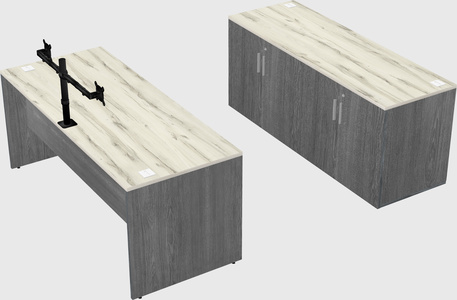 Parallel desk with credenza