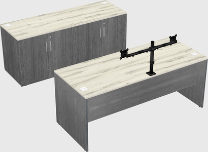 Parallel desk with credenza