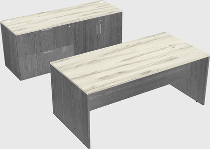 Parallel desk with credenza
