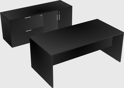 Parallel desk with credenza