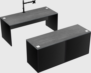 Bureau parallèle avec crédence