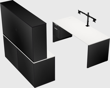 Bureau parallèle avec crédence