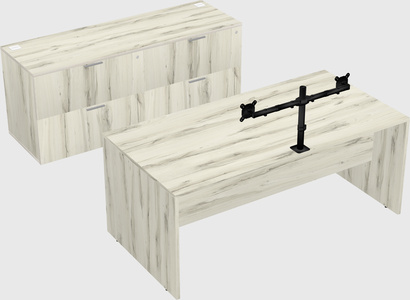 Parallel desk with credenza
