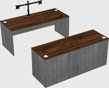 Parallel desk with credenza