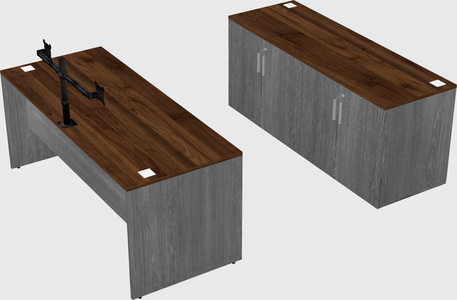 Parallel desk with credenza