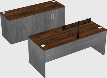Parallel desk with credenza