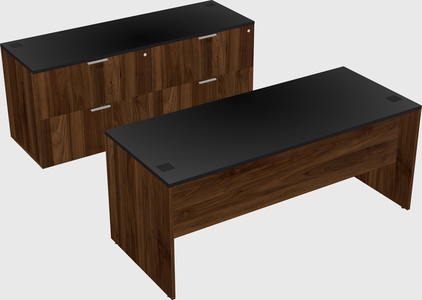 Parallel desk with credenza