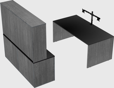 Parallel desk with credenza