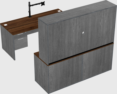 Parallel desk with credenza