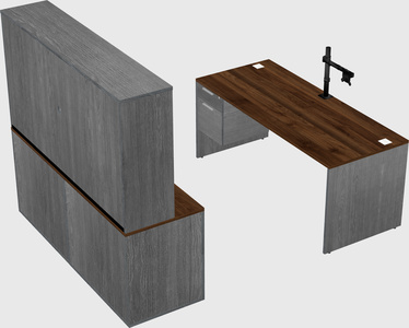Parallel desk with credenza