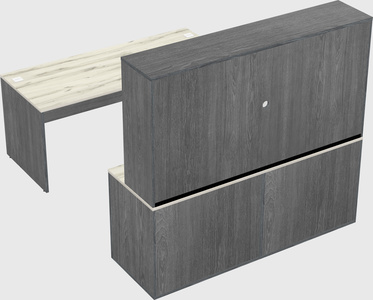 Bureau parallèle avec crédence