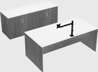 Parallel desk with credenza