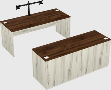 Parallel desk with credenza