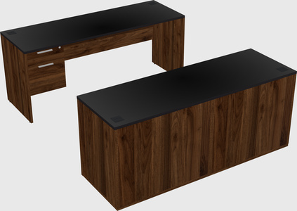 Parallel desk with credenza