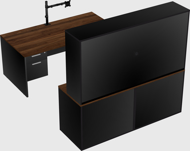 Bureau parallèle avec crédence