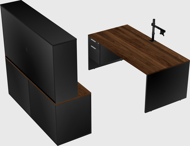 Bureau parallèle avec crédence