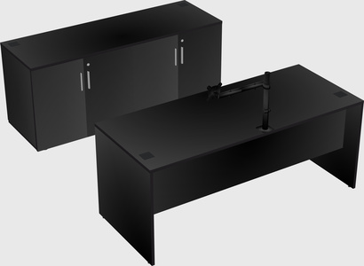 Parallel desk with credenza