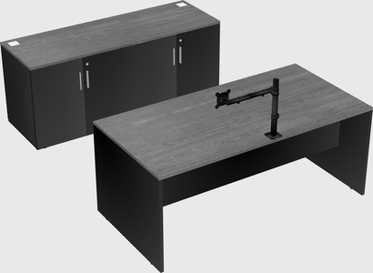 Parallel desk with credenza