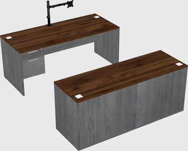 Parallel desk with credenza